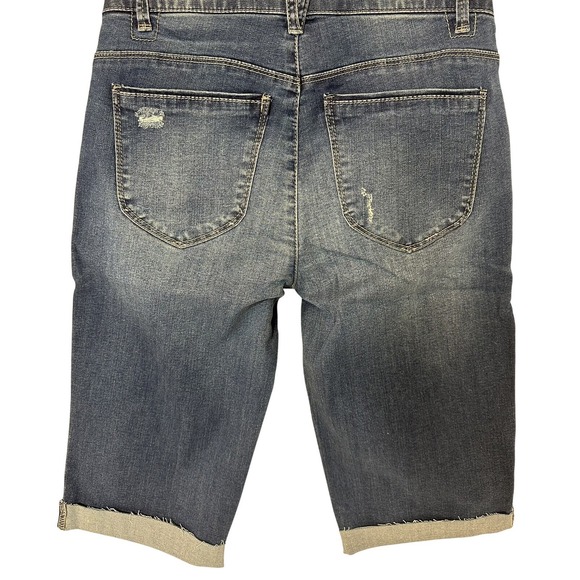 Democracy Womens Ab Solution Mid Blue Vintage High Rise  Bermuda Jean Short SZ 2 - Picture 2 of 16